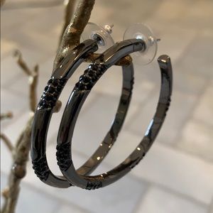 Kara Kara Ross Gunmetal Embellished Hoop Earrings